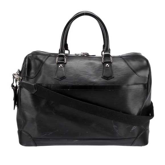Louis Vuitton Black Epi Bourget Travel Duffel Bag Luggage Weekender Carry-On - Picture 3 of 6
